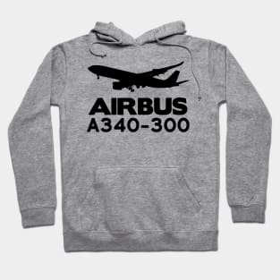 Airbus A340-300 Silhouette Print (Black) Hoodie